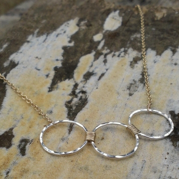 Loop-de-Loop Wrapped Trio Hammered Sterling Necklace Loop-de-Loop Wrapped Trio Hammered Sterling Necklace