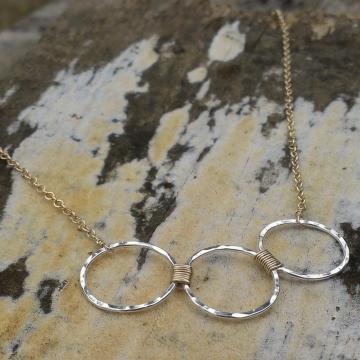 Loop-de-Loop Wrapped Trio Hammered Sterling Necklace