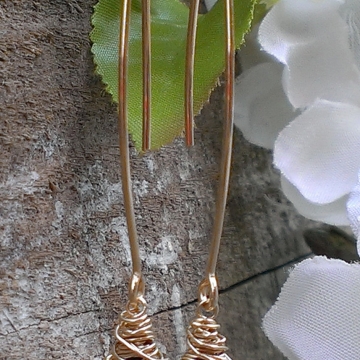 Wonky Wrapped Earrings in 14K Gold Filled - Gorgeous Grade A Garnet Briolettes on Long, Handforged "V" Hook Earwires Wonky Wrapped Earrings in 14K Gold Filled - Gorgeous Grade A Garnet Briolettes on Long, Handforged "V" Hook Earwires