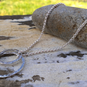 Loop-de-Loop Hammered Sterling Free Floating Duo Necklace Loop-de-Loop Hammered Sterling Free Floating Duo Necklace