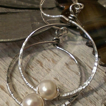 Circle of Life - Pearl & Sterling Wrapped Earrings Circle of Life - Pearl & Sterling Wrapped Earrings