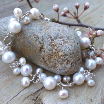 Bliss Bridal - White Pearl Charm Bracelet