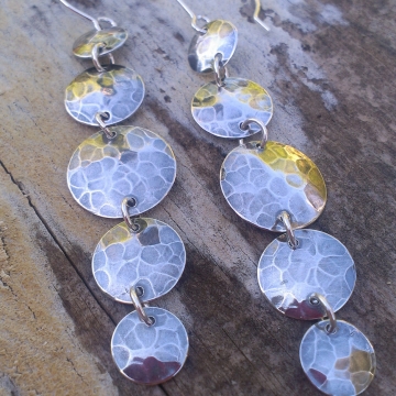 Five Drop Hammered Earrings on Handforged Earwires