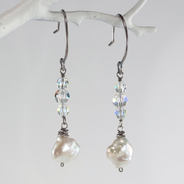 Swarovski Link Earring with Pearl Dangle