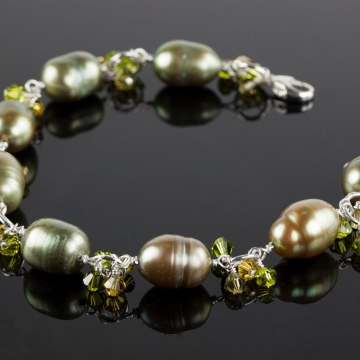 Charmed Life - Green Pearl Charm Bracelet