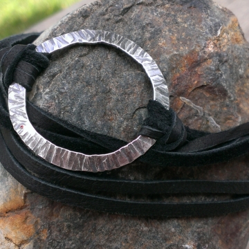 Men's Bracelet / Necklace Combo - Sterling & Suede Men's Bracelet / Necklace Combo - Sterling & Suede